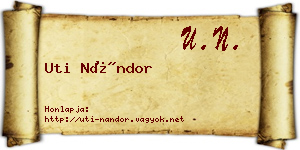 Uti Nándor névjegykártya