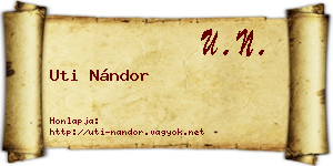 Uti Nándor névjegykártya